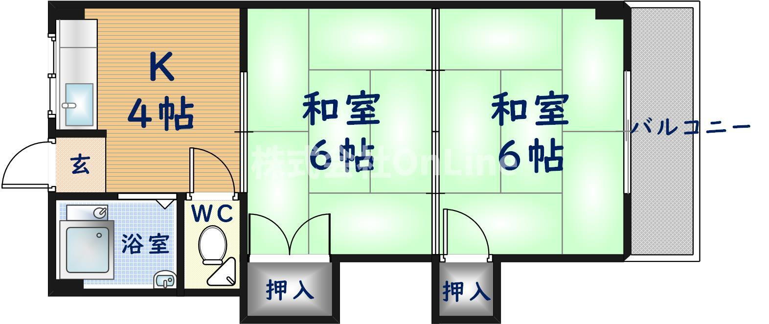 大阪府八尾市西山本町１ 河内山本駅 2K マンション 賃貸物件詳細