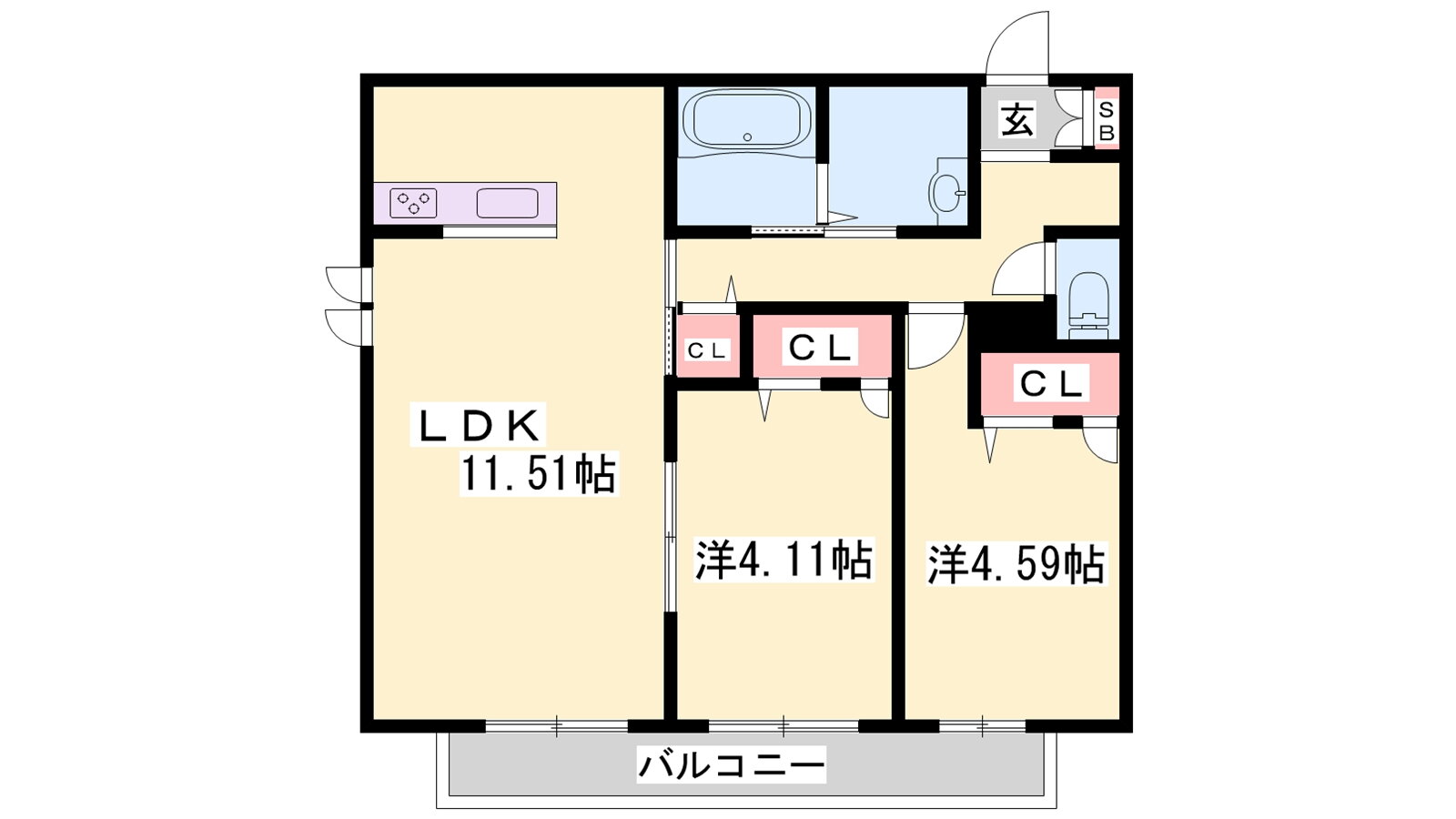 ラ・メゾン・ド・バン 1階 2LDK 賃貸物件詳細