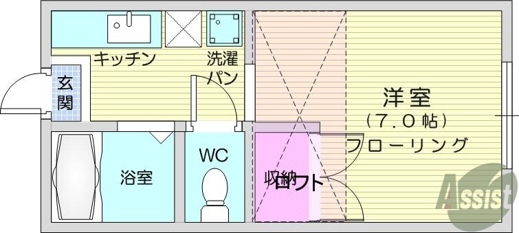 ホワイトキャッスル１７番館 2階 1K 賃貸物件詳細