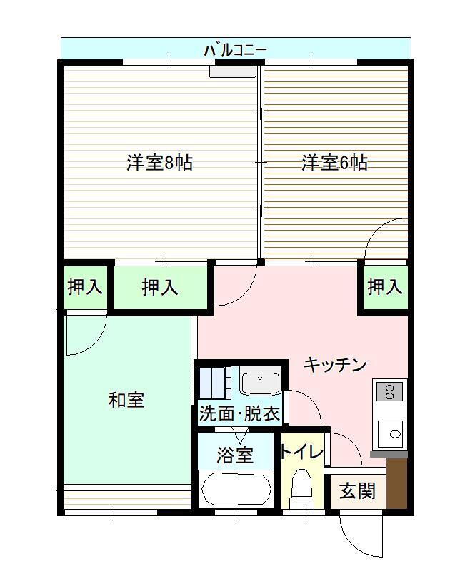 プランシェール黒石野Ａ 2階 3K 賃貸物件詳細