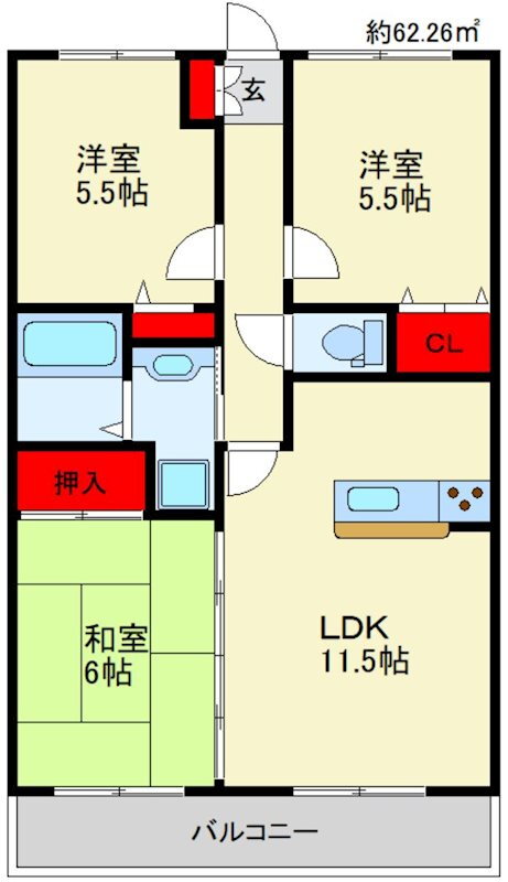 ルネスコスモ 1階 3LDK 賃貸物件詳細