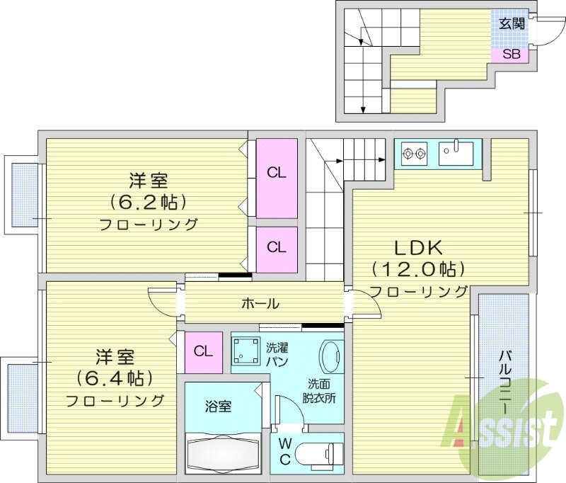 宮城県仙台市青葉区愛子東３ 愛子駅 2LDK アパート 賃貸物件詳細