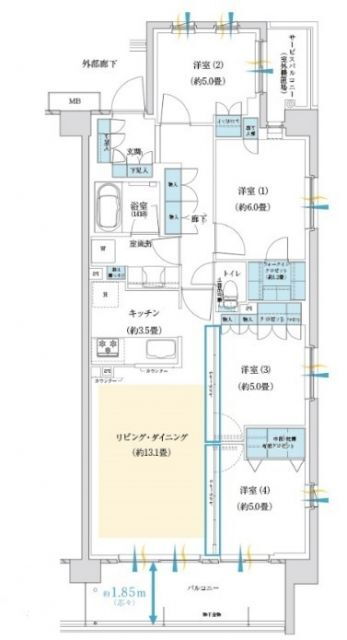神奈川県平塚市宮松町 平塚駅 4LDK マンション 賃貸物件詳細