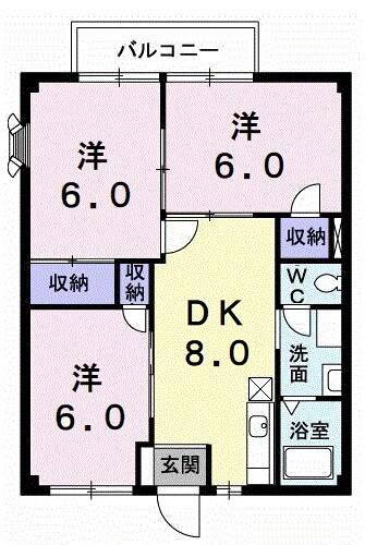 愛媛県松山市清住２ 山西駅 3DK アパート 賃貸物件詳細