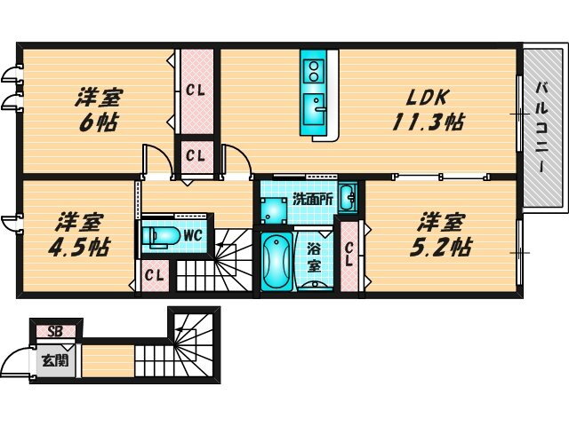 フォレストメゾンＳＯＬＥＩＬ 2階 3LDK 賃貸物件詳細