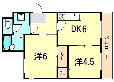 ハイライフ雲雀ヶ丘 4階 2DK 賃貸物件詳細