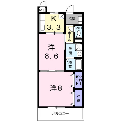 プリムローズ 3階 2K 賃貸物件詳細