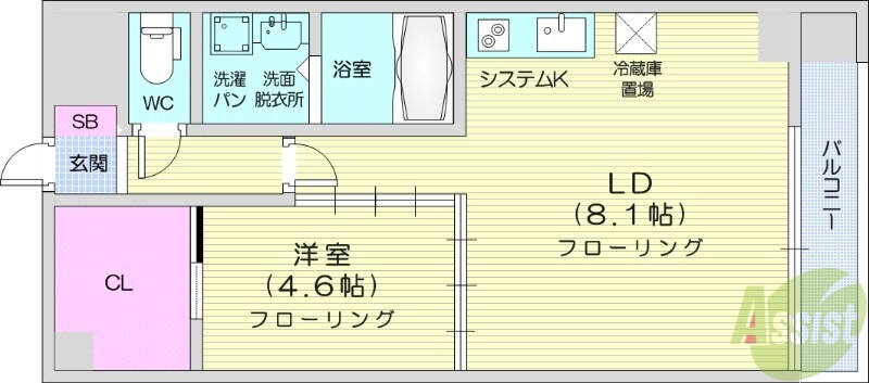 ヴィアーレ木ノ下二丁目 6階 1LDK 賃貸物件詳細