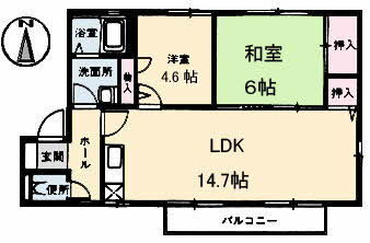 デミーオ城ケ丘 2階 2LDK 賃貸物件詳細