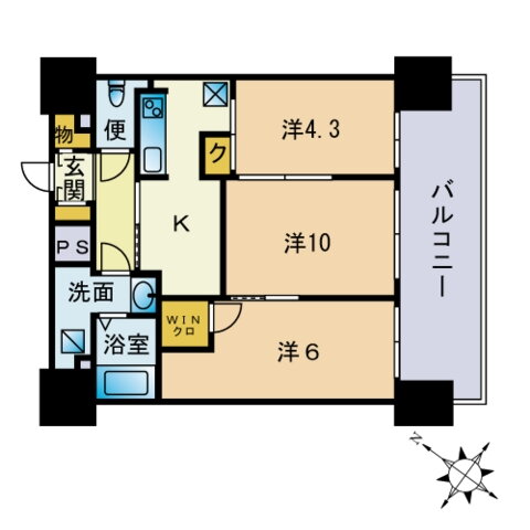 福岡県福岡市中央区渡辺通５ 天神駅 2LDK マンション 賃貸物件詳細