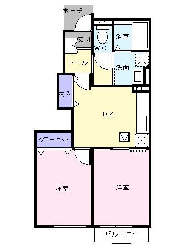 フランシェ－ネＢ 1階 2DK 賃貸物件詳細