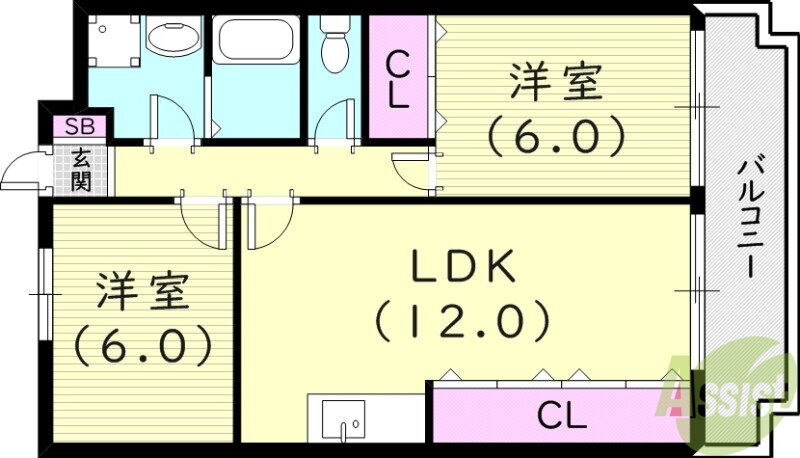 兵庫県尼崎市常吉１ 武庫之荘駅 2LDK マンション 賃貸物件詳細