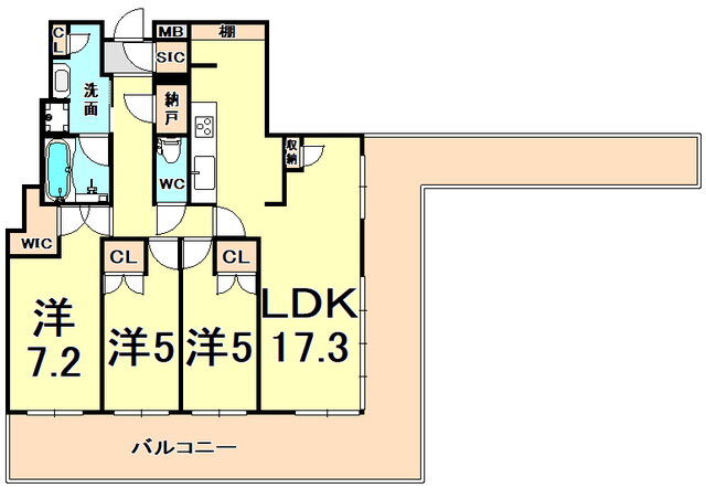 兵庫県神戸市中央区中山手通３ 神戸三宮駅 3LDK マンション 賃貸物件詳細
