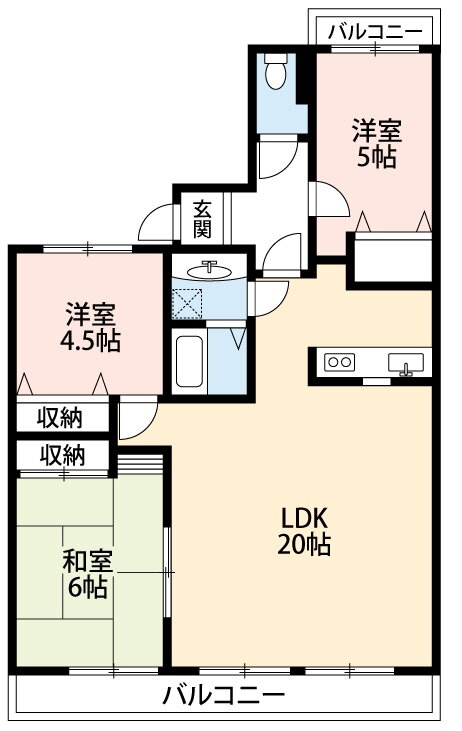 エスポアクレメント光ヶ丘壱番館 2階 3LDK 賃貸物件詳細