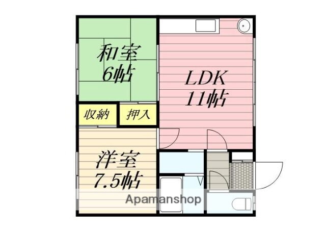北海道石狩市花川南八条３ 手稲駅 2LDK アパート 賃貸物件詳細