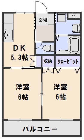 アルディハウスＣ 2階 2DK 賃貸物件詳細