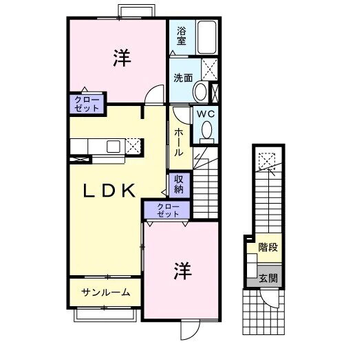 グランツ　Ａ 2階 2LDK 賃貸物件詳細