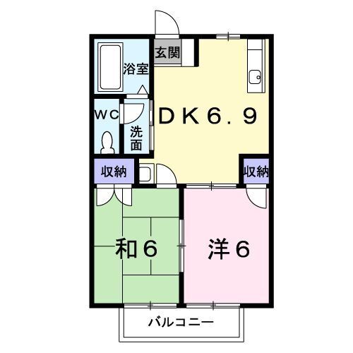 フローラル内藤Ｅ 1階 2DK 賃貸物件詳細