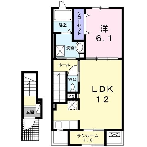 ヴィラ　ハナブサ３番館 2階 1LDK 賃貸物件詳細