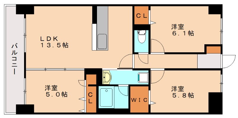 福岡県福岡市早良区昭代１ 西新駅 3LDK マンション 賃貸物件詳細