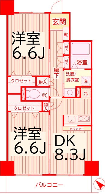 神奈川県横浜市鶴見区鶴見中央４ 京急鶴見駅 2DK マンション 賃貸物件詳細