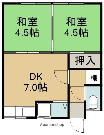 北海道函館市亀田本町 五稜郭駅 2DK アパート 賃貸物件詳細