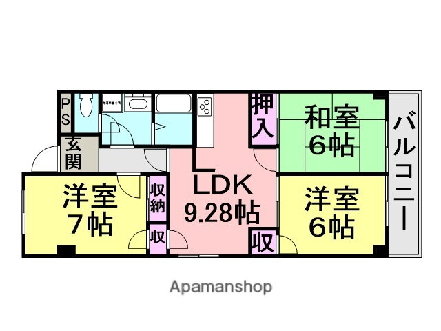 エコロシティー七松１ 4階 3LDK 賃貸物件詳細