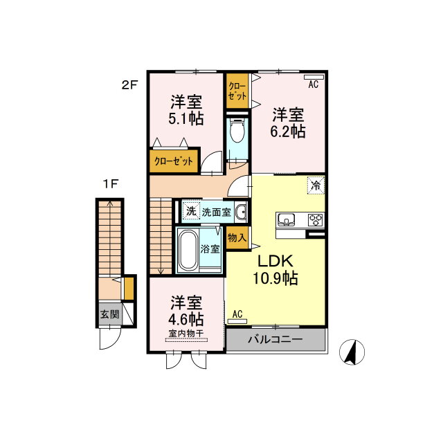 熊本県熊本市東区沼山津２ 健軍町駅 3LDK アパート 賃貸物件詳細