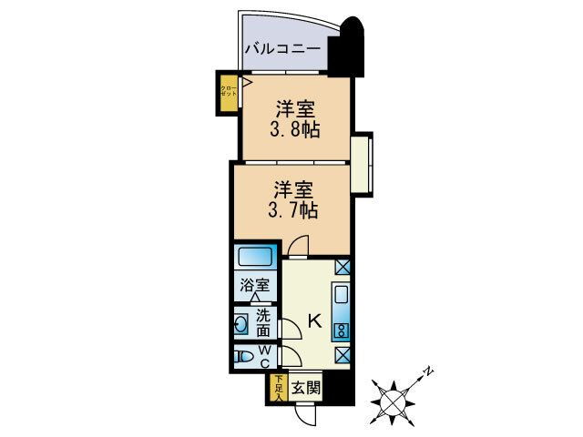 福岡県福岡市博多区堅粕２ 博多駅 2K マンション 賃貸物件詳細