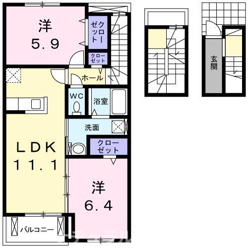愛知県豊橋市東小浜町 愛知大学前駅 2LDK アパート 賃貸物件詳細