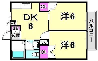 兵庫県西宮市平松町 西宮駅 2DK アパート 賃貸物件詳細