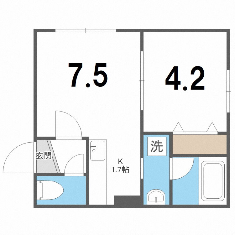 北海道札幌市豊平区中の島一条６ 中の島駅 1DK アパート 賃貸物件詳細