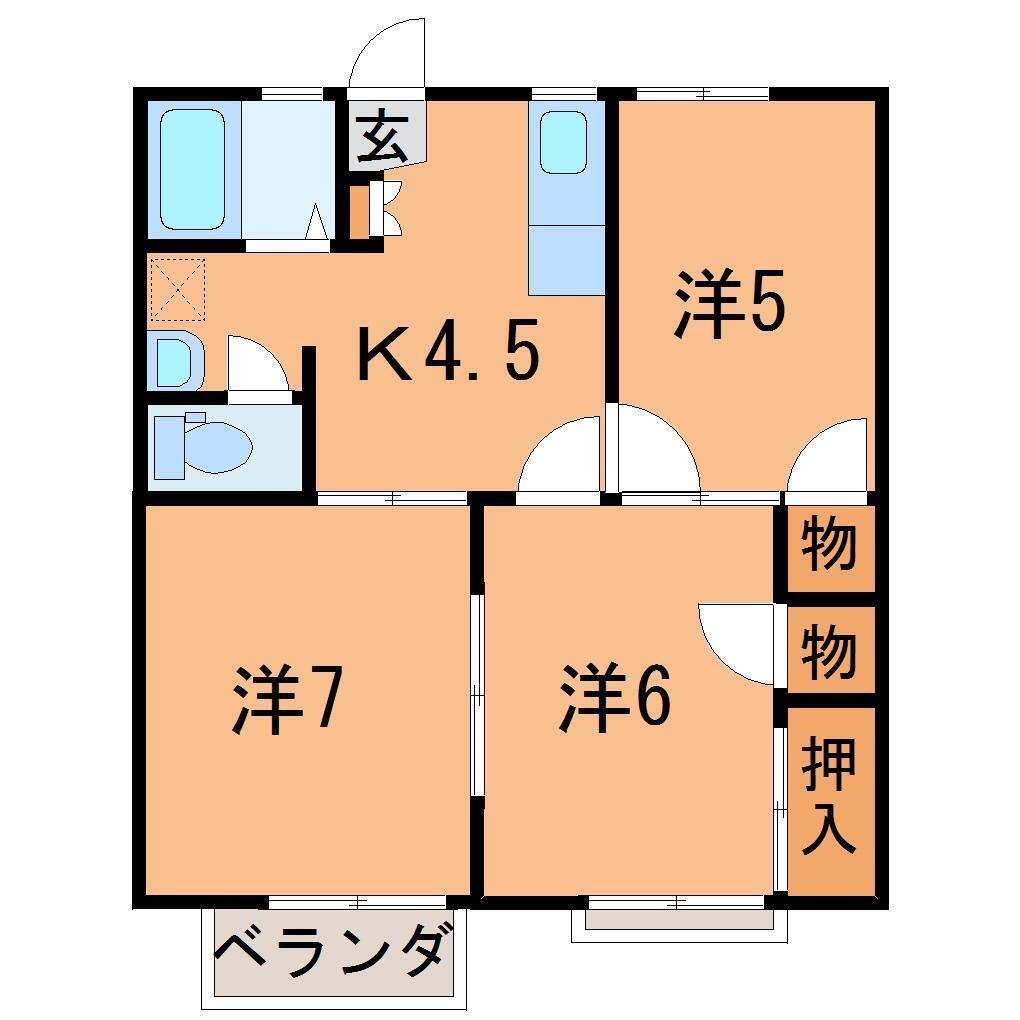 クレシェンドームＡ 2階 3K 賃貸物件詳細