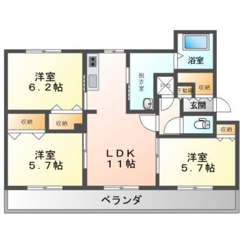 Ｍハイツ八丁平２ 3階 3LDK 賃貸物件詳細