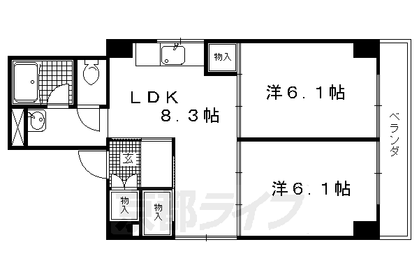 京都府京都市上京区北町 北野白梅町駅 2DK マンション 賃貸物件詳細