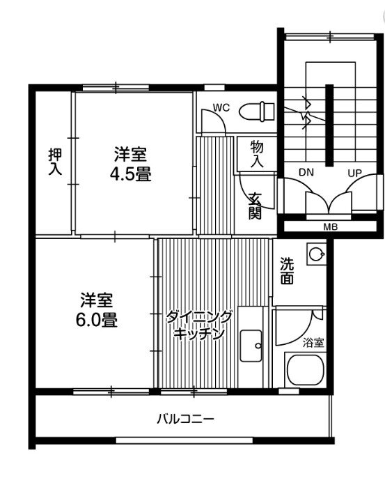 ビレッジハウス仙台鶴ケ谷二丁目１７号棟 5階 2DK 賃貸物件詳細