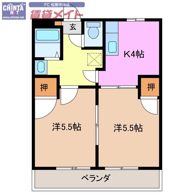 三重県松阪市小野江町 六軒駅 2K アパート 賃貸物件詳細