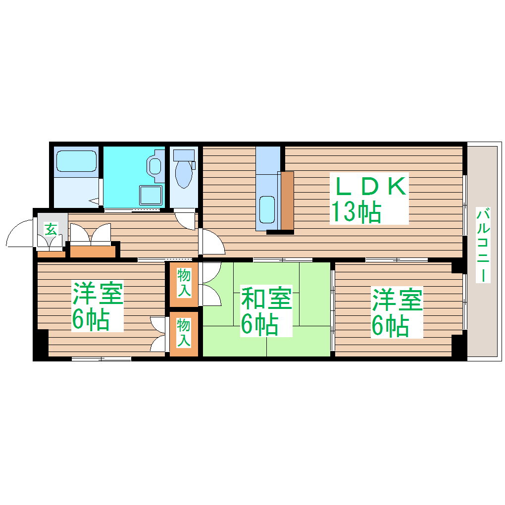 宮城県仙台市若林区蒲町東 六丁の目駅 3LDK マンション 賃貸物件詳細