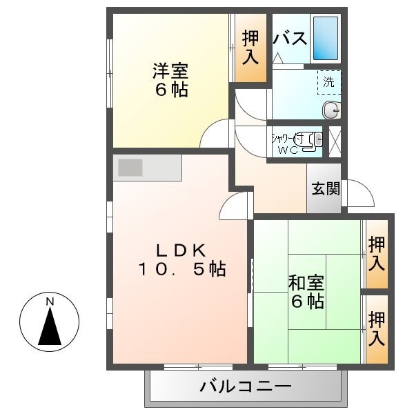 シンフォニーガーデンＡ 2階 2LDK 賃貸物件詳細