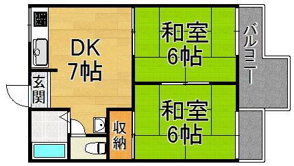 兵庫県伊丹市野間１ 稲野駅 2DK アパート 賃貸物件詳細