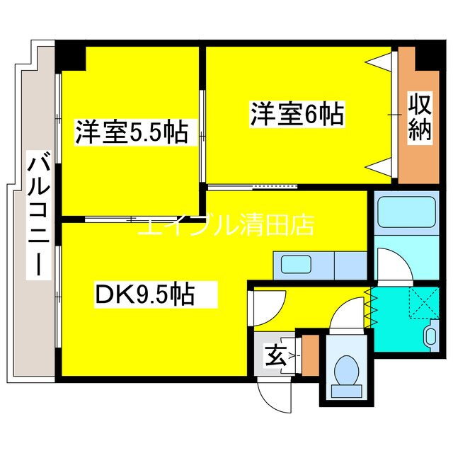 北海道札幌市清田区美しが丘二条２ 福住駅 2LDK マンション 賃貸物件詳細