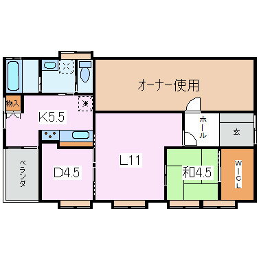 桐田中貸家２階 1LDK 賃貸物件詳細