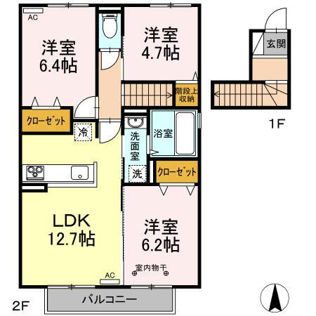 茨城県筑西市直井 下館駅 3LDK アパート 賃貸物件詳細