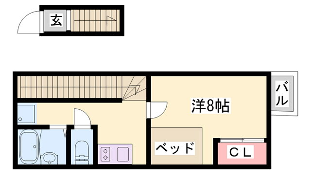 兵庫県姫路市御立中２ 姫路駅 1K アパート 賃貸物件詳細