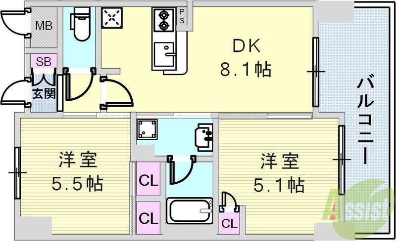 兵庫県神戸市兵庫区西柳原町 兵庫駅 2DK マンション 賃貸物件詳細