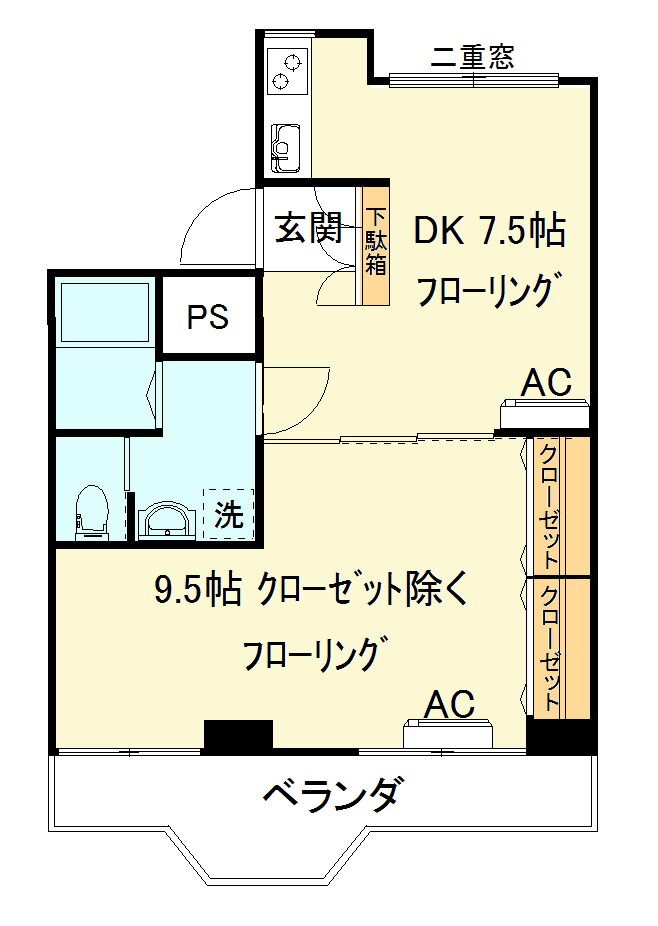 コットンハウス 4階 1DK 賃貸物件詳細