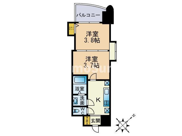 福岡県福岡市博多区堅粕２ 祇園駅 2K マンション 賃貸物件詳細