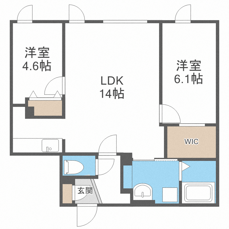 ネコオール小樽稲穂 2階 2LDK 賃貸物件詳細