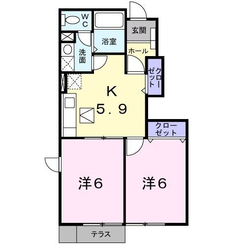 アビタシオン　キク 1階 2K 賃貸物件詳細