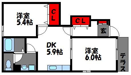 グランメゾン和白丘弐番館 1階 2DK 賃貸物件詳細